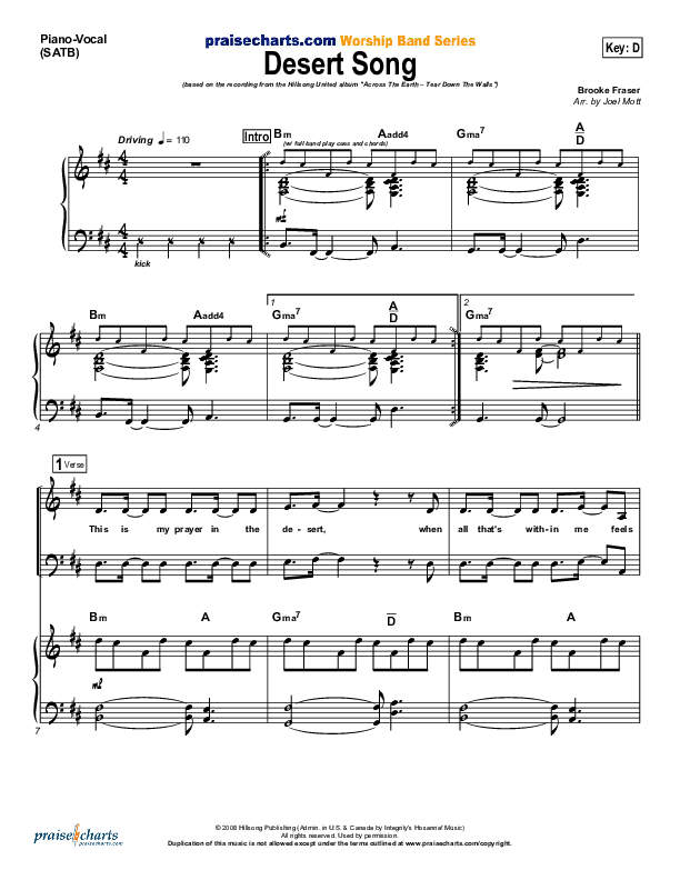 Desert Song Piano/Vocal (SATB) (Hillsong UNITED)