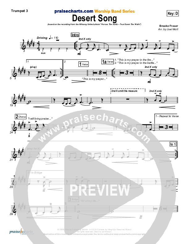 Desert Song Trumpet 3 (Hillsong UNITED)