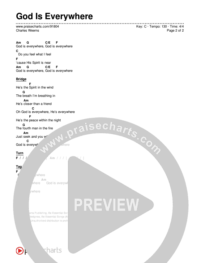 God Is Everywhere Chords & Lyrics (Charles Weems)