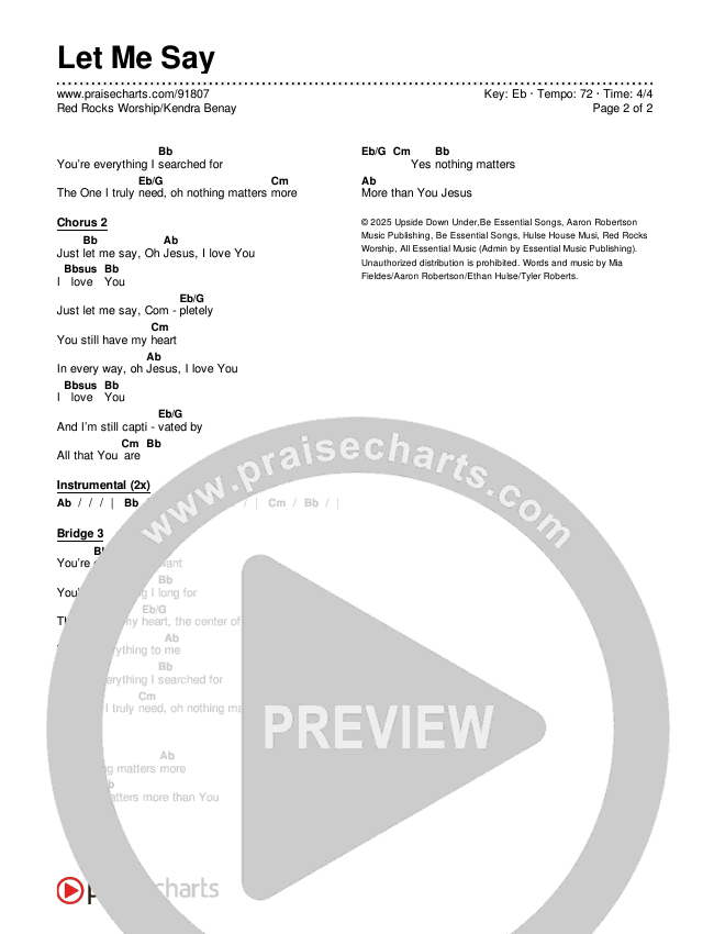 Let Me Say Chords & Lyrics (Red Rocks Worship / Kendra Benay)