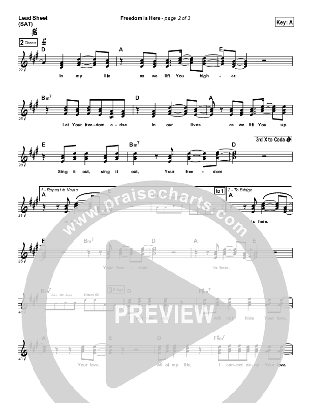 Freedom Is Here Lead Sheet (Hillsong UNITED)