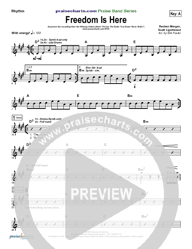 Freedom Is Here Rhythm Chart (Hillsong UNITED)