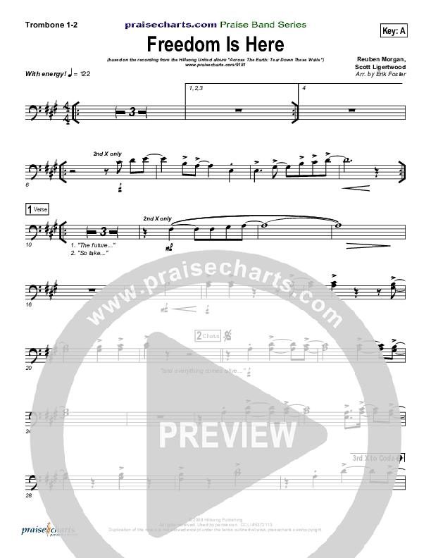 Freedom Is Here Trombone 1/2 (Hillsong UNITED)