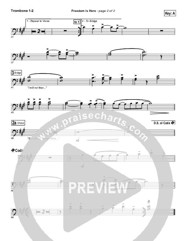 Freedom Is Here Trombone 1/2 (Hillsong UNITED)