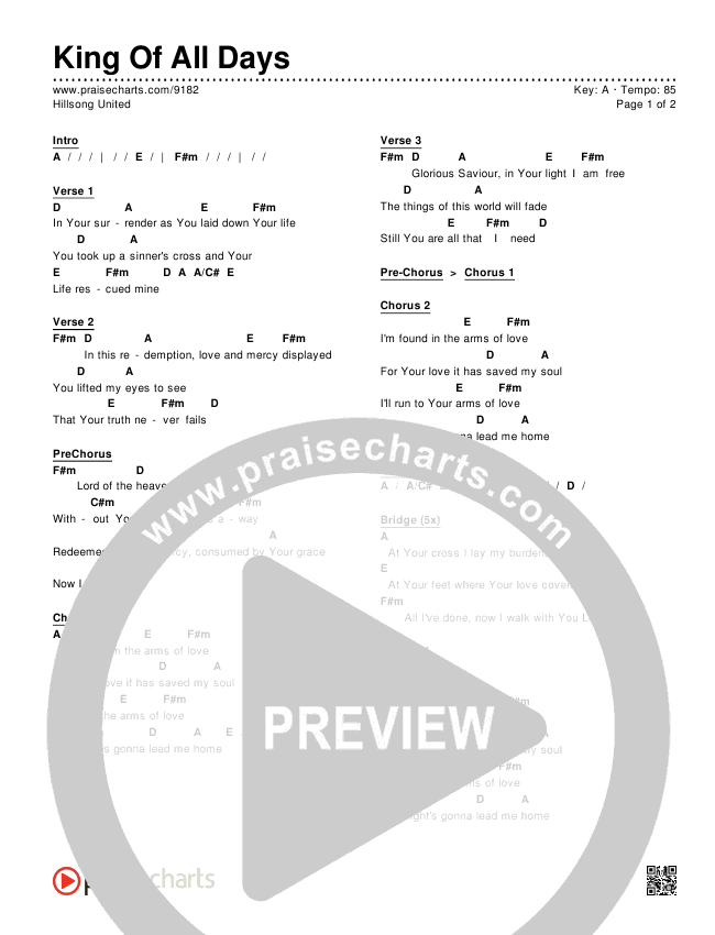 King Of All Days Chords & Lyrics (Hillsong UNITED)