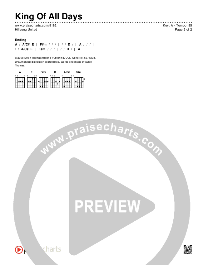 King Of All Days Chords & Lyrics (Hillsong UNITED)