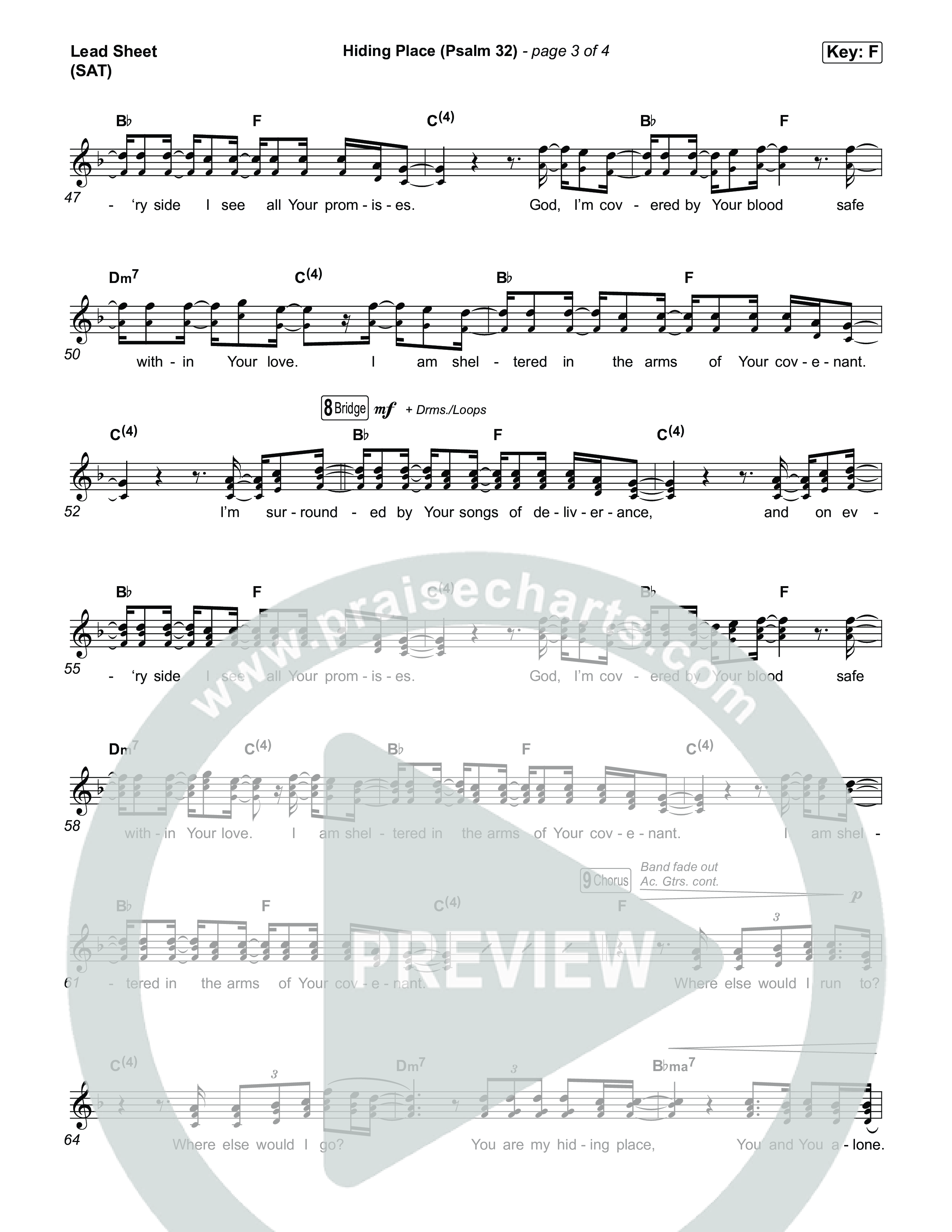 Hiding Place (Psalm 32) Lead Sheet (SAT) (Shane & Shane)