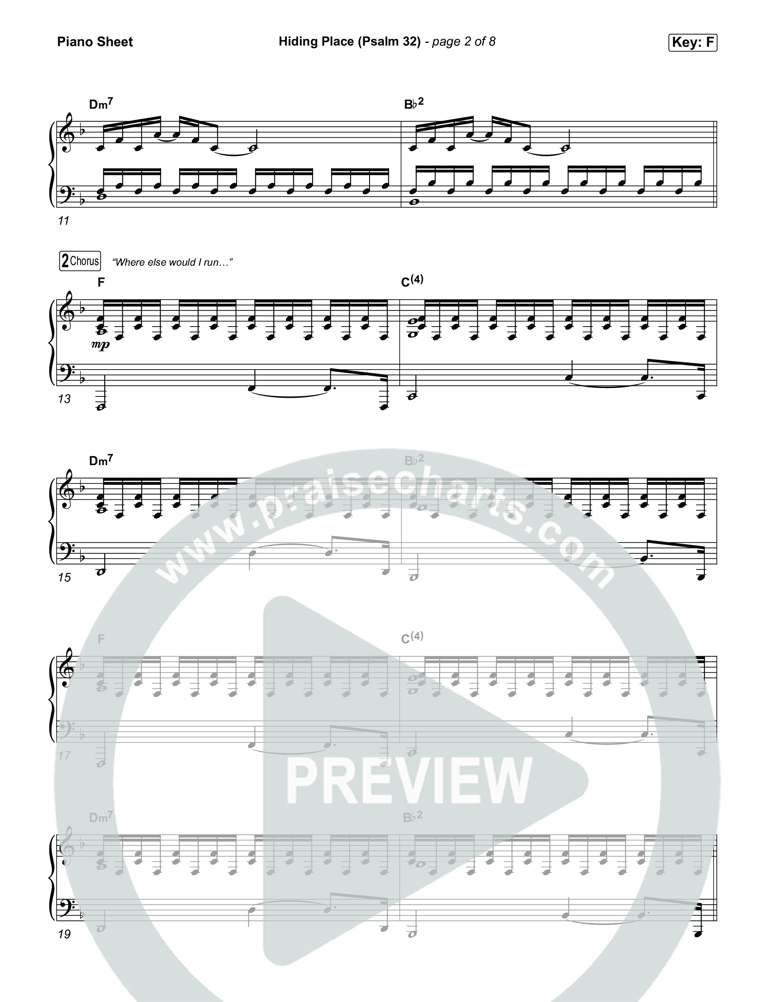 Hiding Place (Psalm 32) Piano Sheet (Shane & Shane)