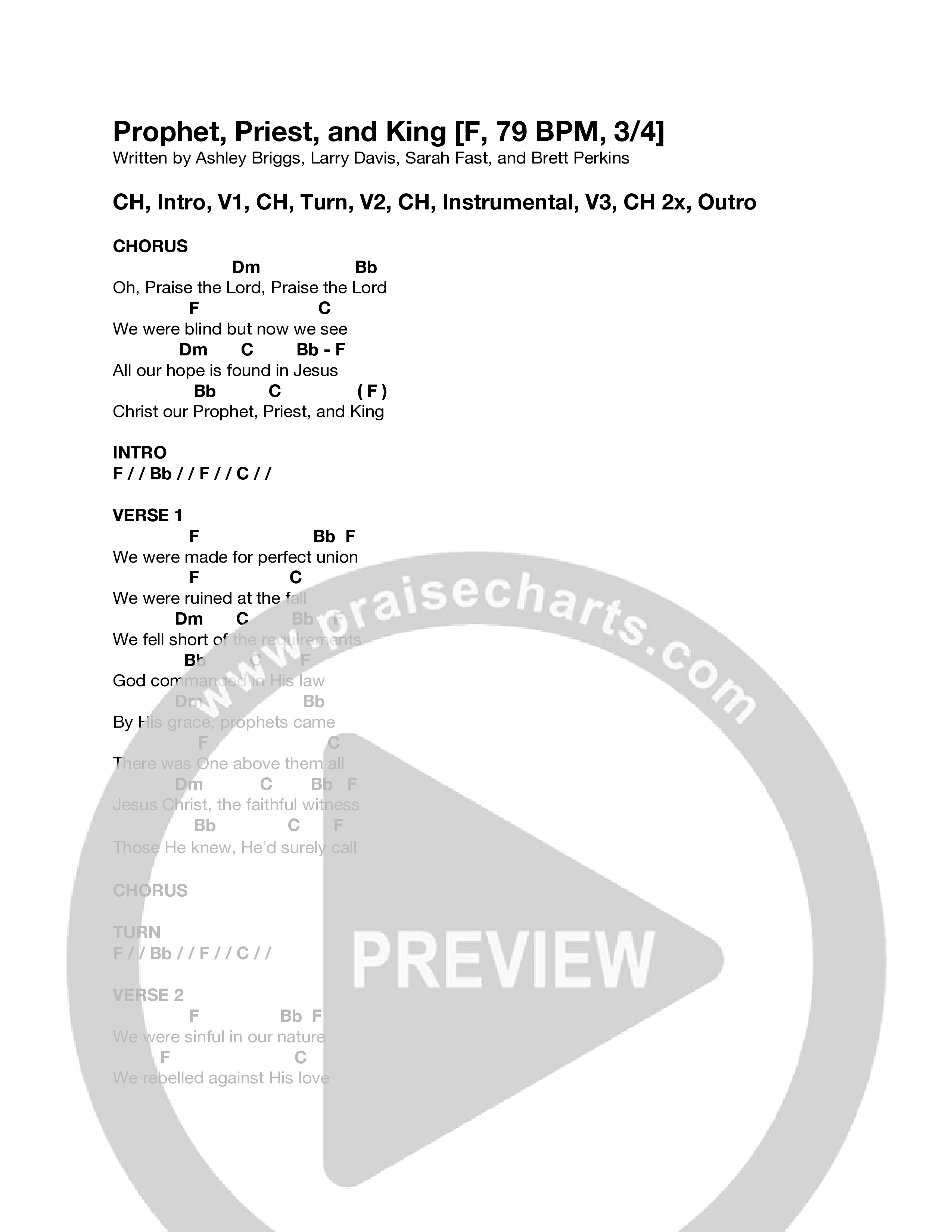 Prophet Priest And King Chord Chart (Journey Worship Co)