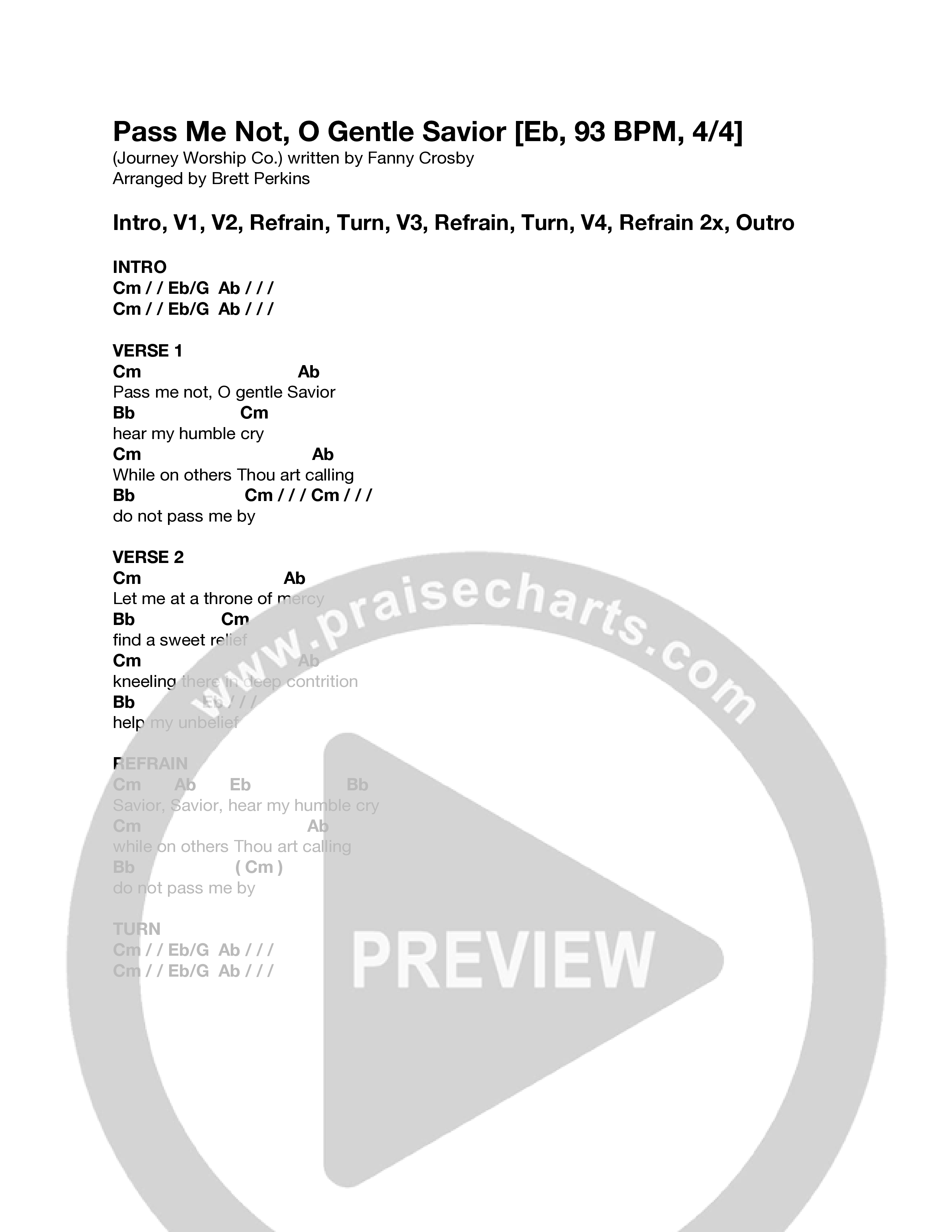Pass Me Not O Gentle Savior Chord Chart (Journey Worship Co)