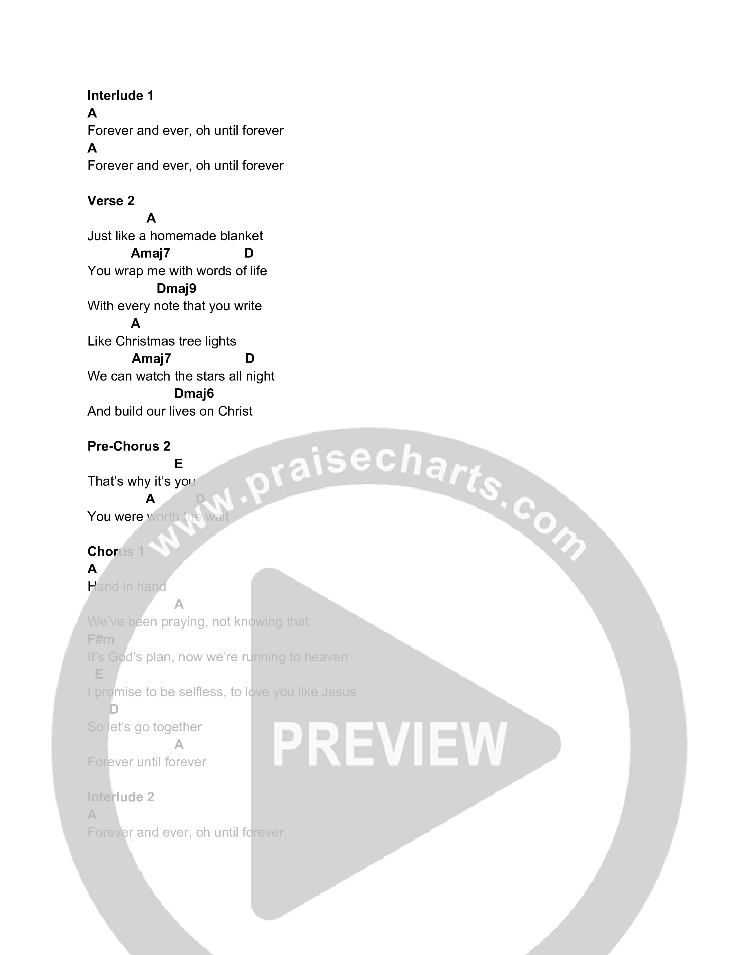 Forever Until Forever Chord Chart (Cody Towell)