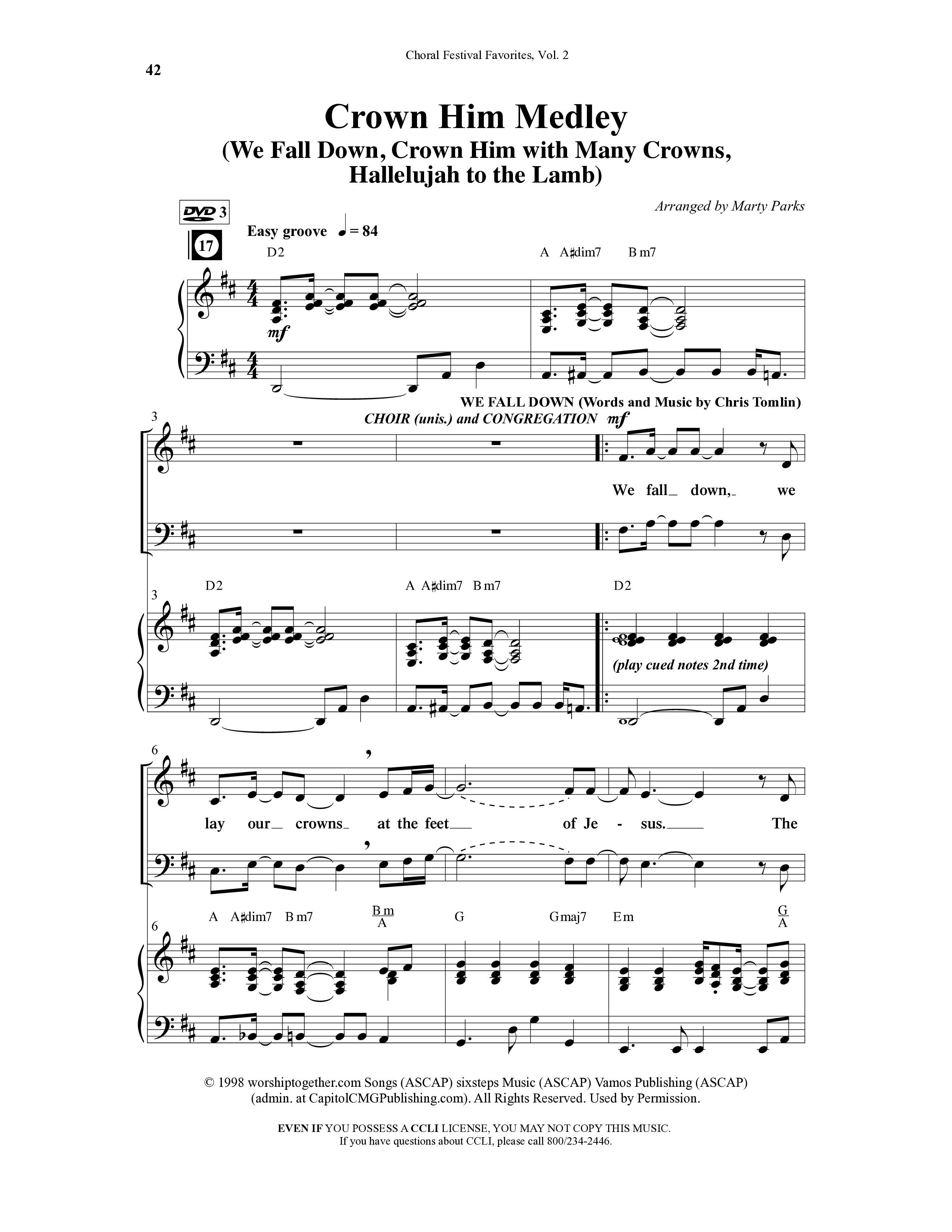 Choral Festival Favorites Vol 2 (10 Song Choral Collection) Song 3 (Piano SATB) (Word Music Choral / Arr. Marty Parks)