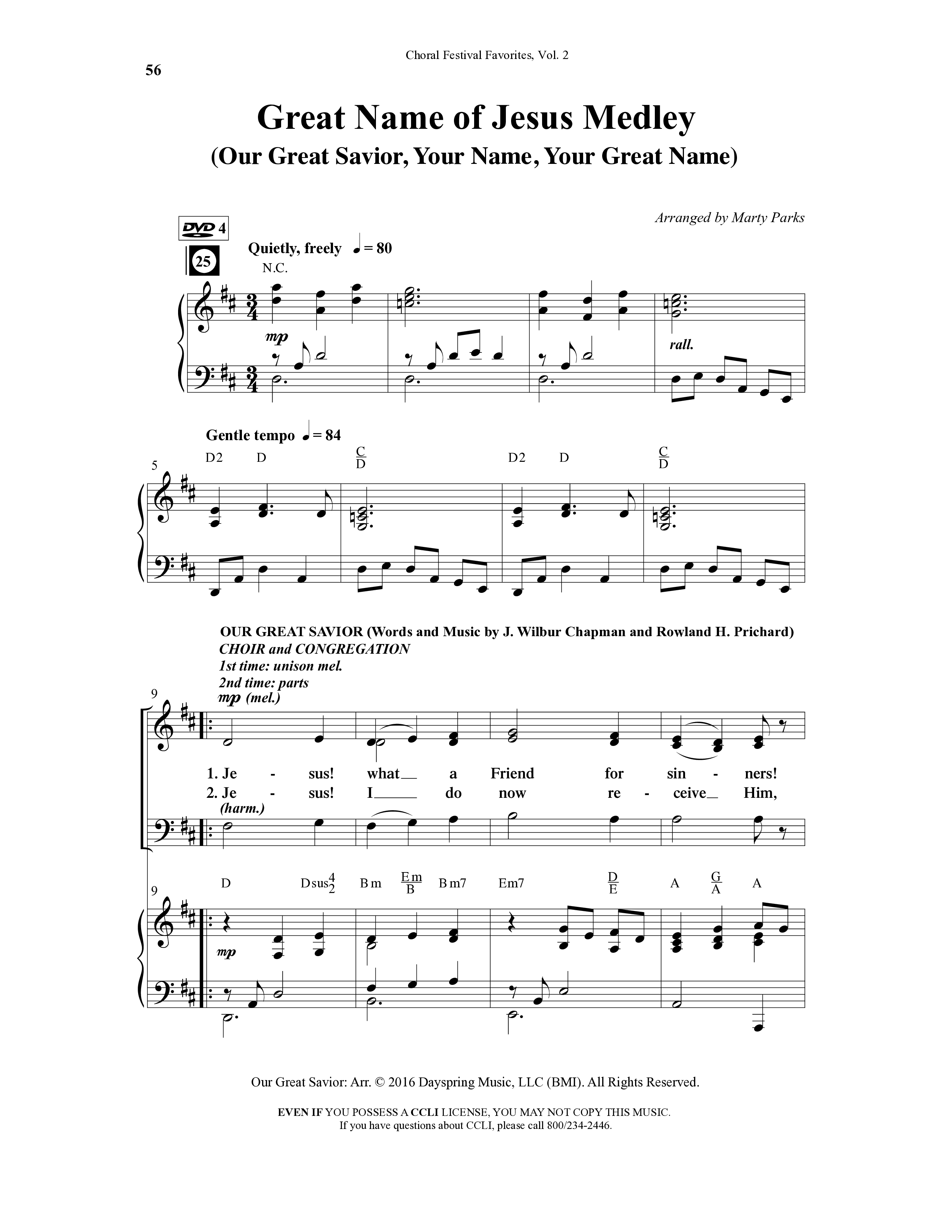 Choral Festival Favorites Vol 2 (10 Song Choral Collection) Song 4 (Piano SATB) (Word Music Choral / Arr. Marty Parks)