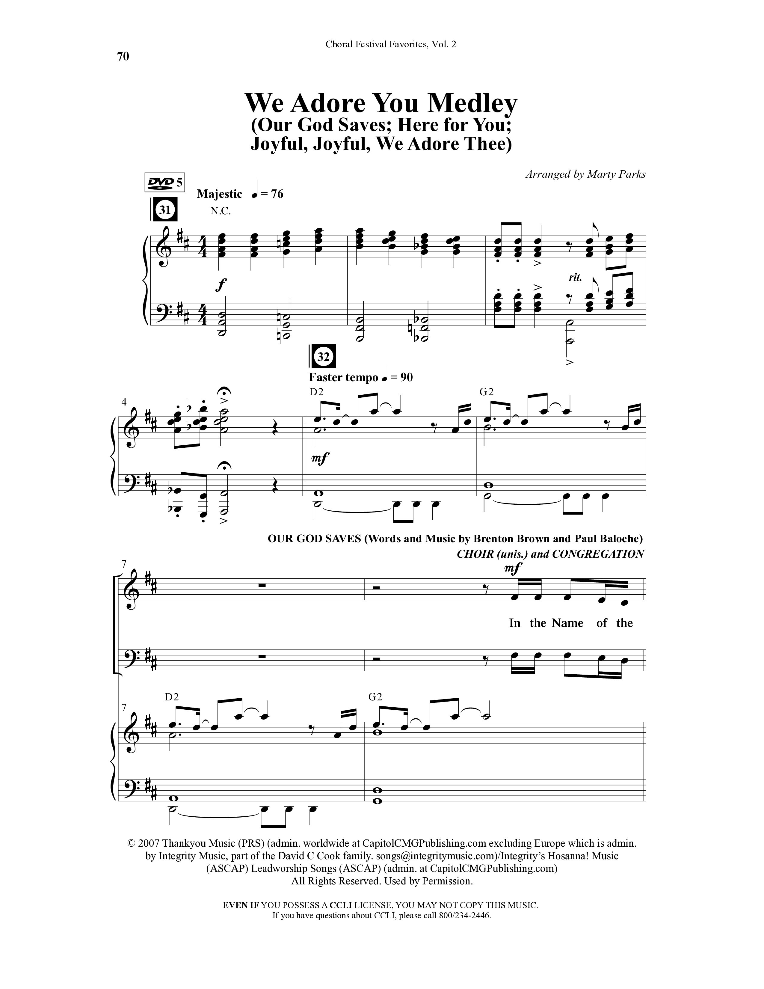 Choral Festival Favorites Vol 2 (10 Song Choral Collection) Song 5 (Piano SATB) (Word Music Choral / Arr. Marty Parks)