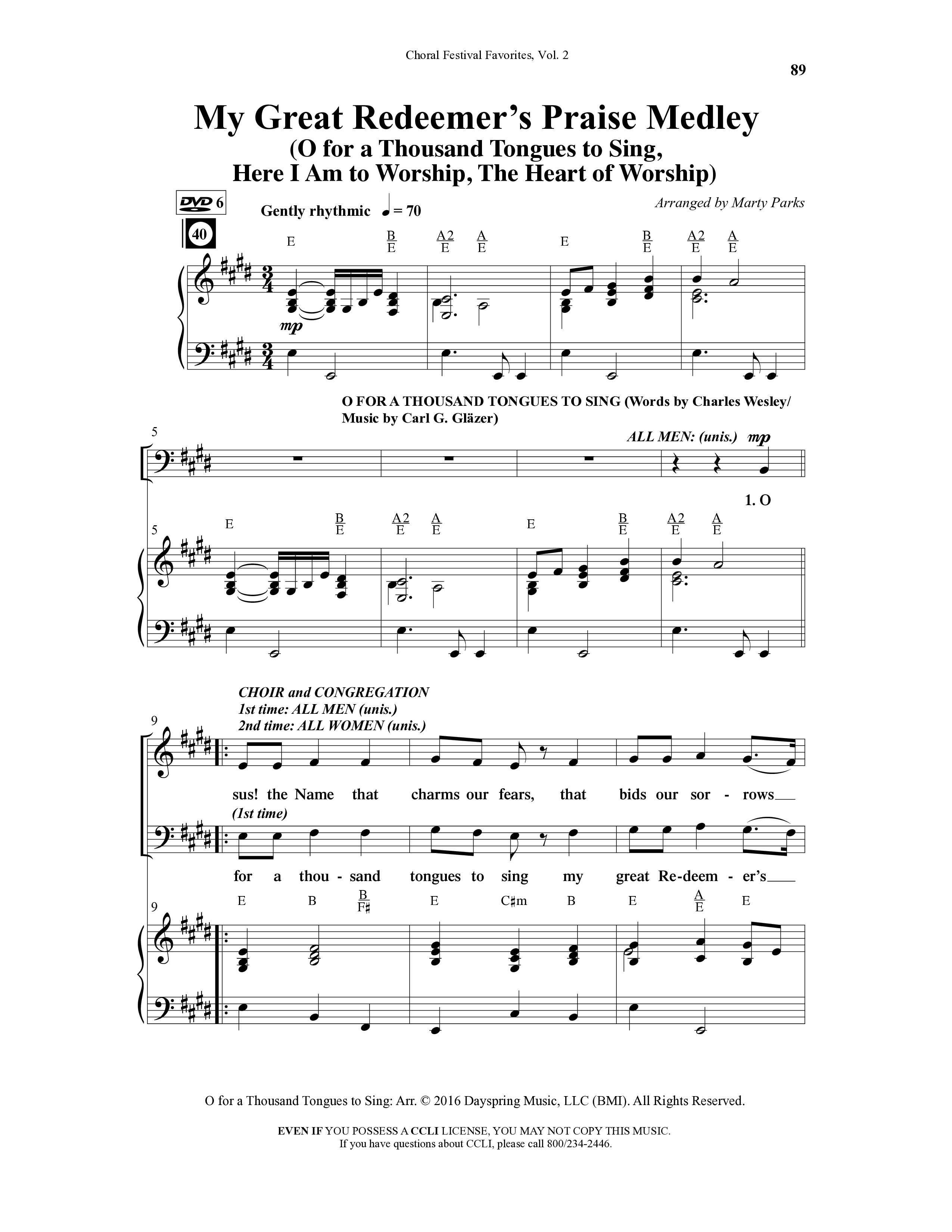 Choral Festival Favorites Vol 2 (10 Song Choral Collection) Song 6 (Piano SATB) (Word Music Choral / Arr. Marty Parks)
