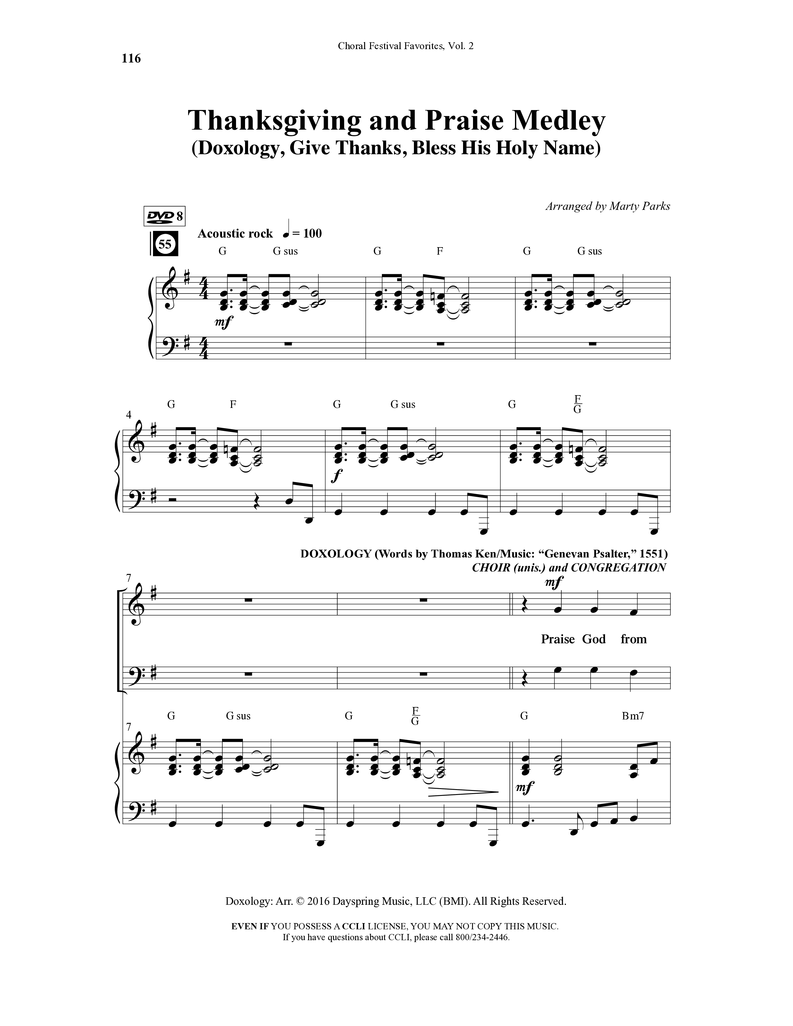 Choral Festival Favorites Vol 2 (10 Song Choral Collection) Song 8 (Piano SATB) (Word Music Choral / Arr. Marty Parks)