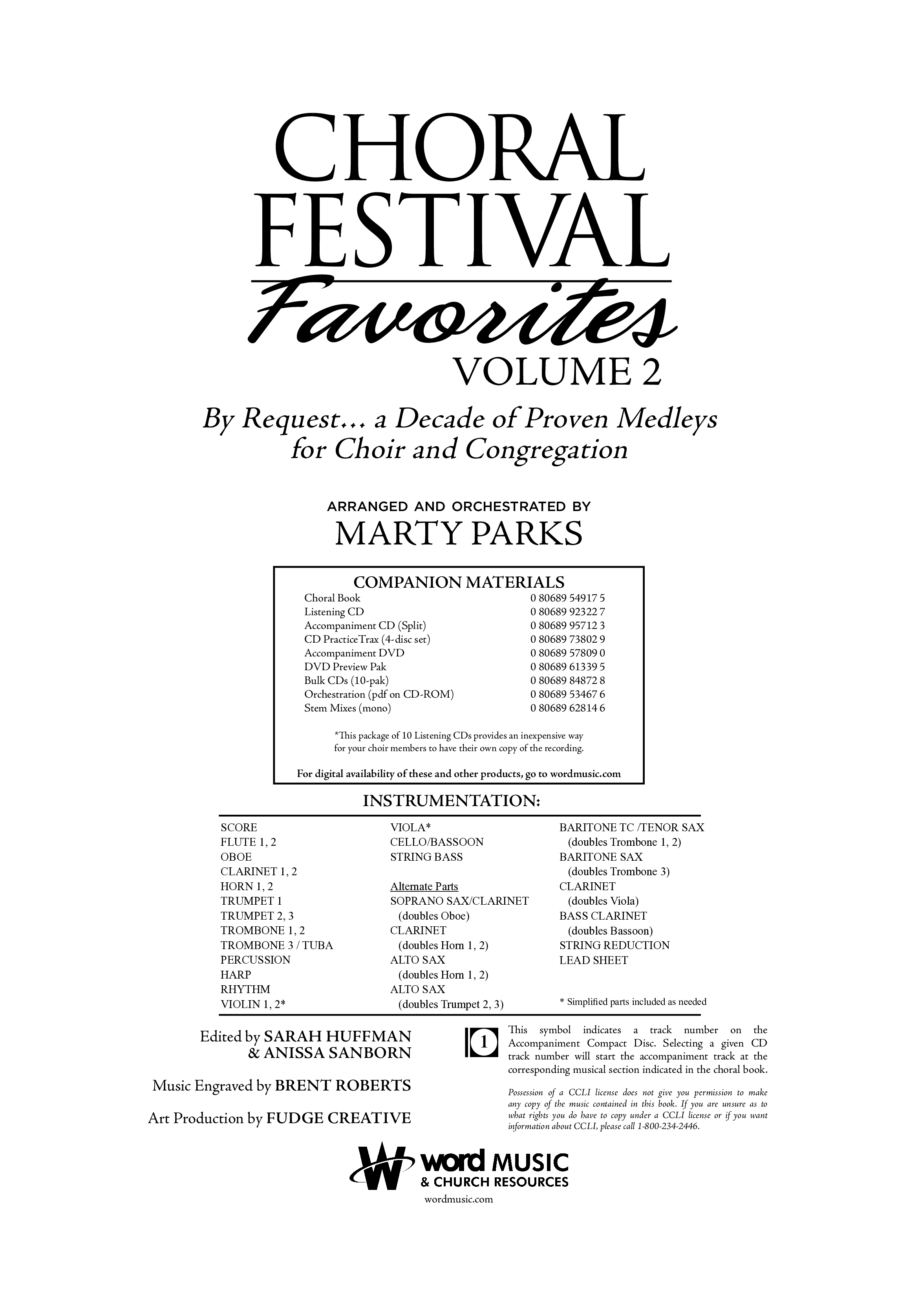 Choral Festival Favorites Vol 2 (10 Song Choral Collection) Choral Book (Word Music Choral / Arr. Marty Parks)