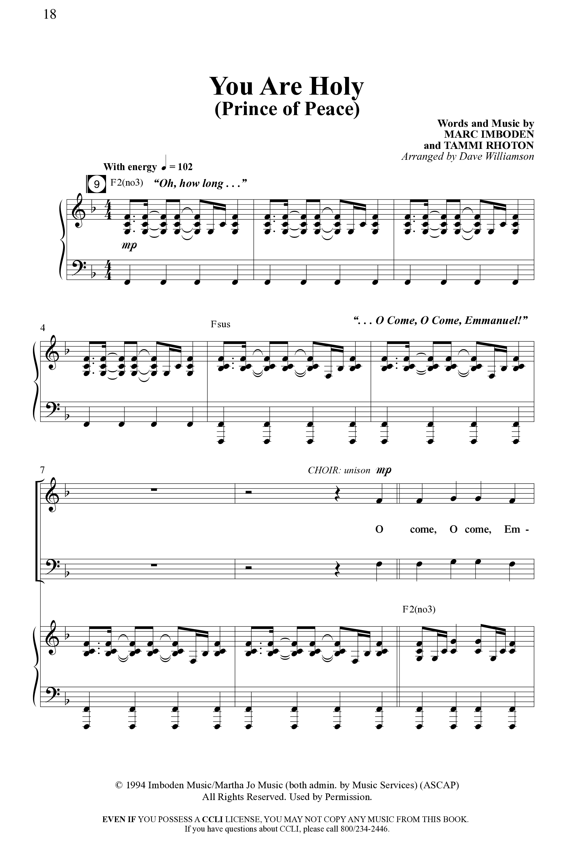 Christ Is Come (5 Song Choral Collection) Song 2 (Piano SATB) (Word Music Choral / Arr. Dave Williamson)