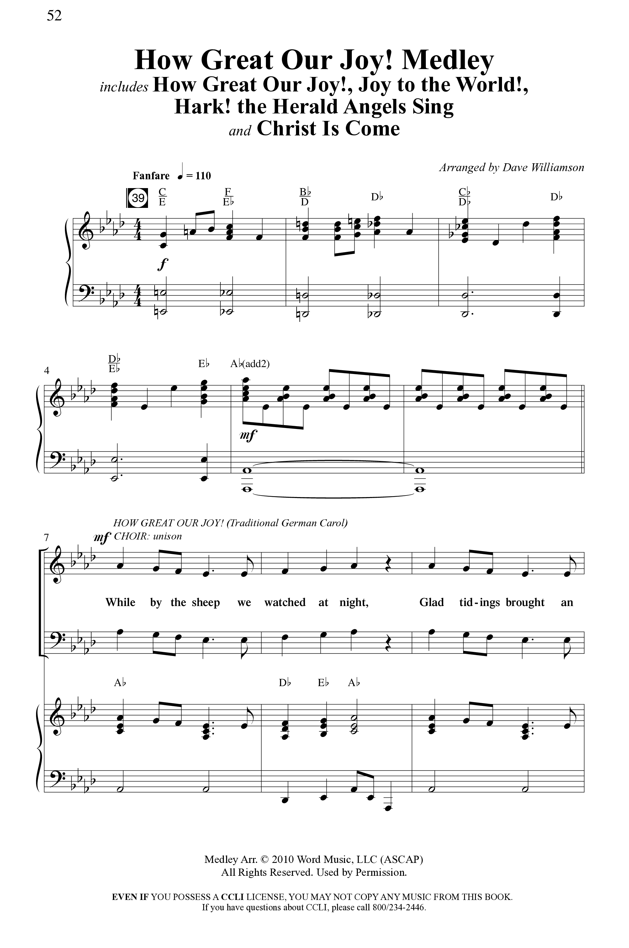 Christ Is Come (5 Song Choral Collection) Song 5 (Piano SATB) (Word Music Choral / Arr. Dave Williamson)