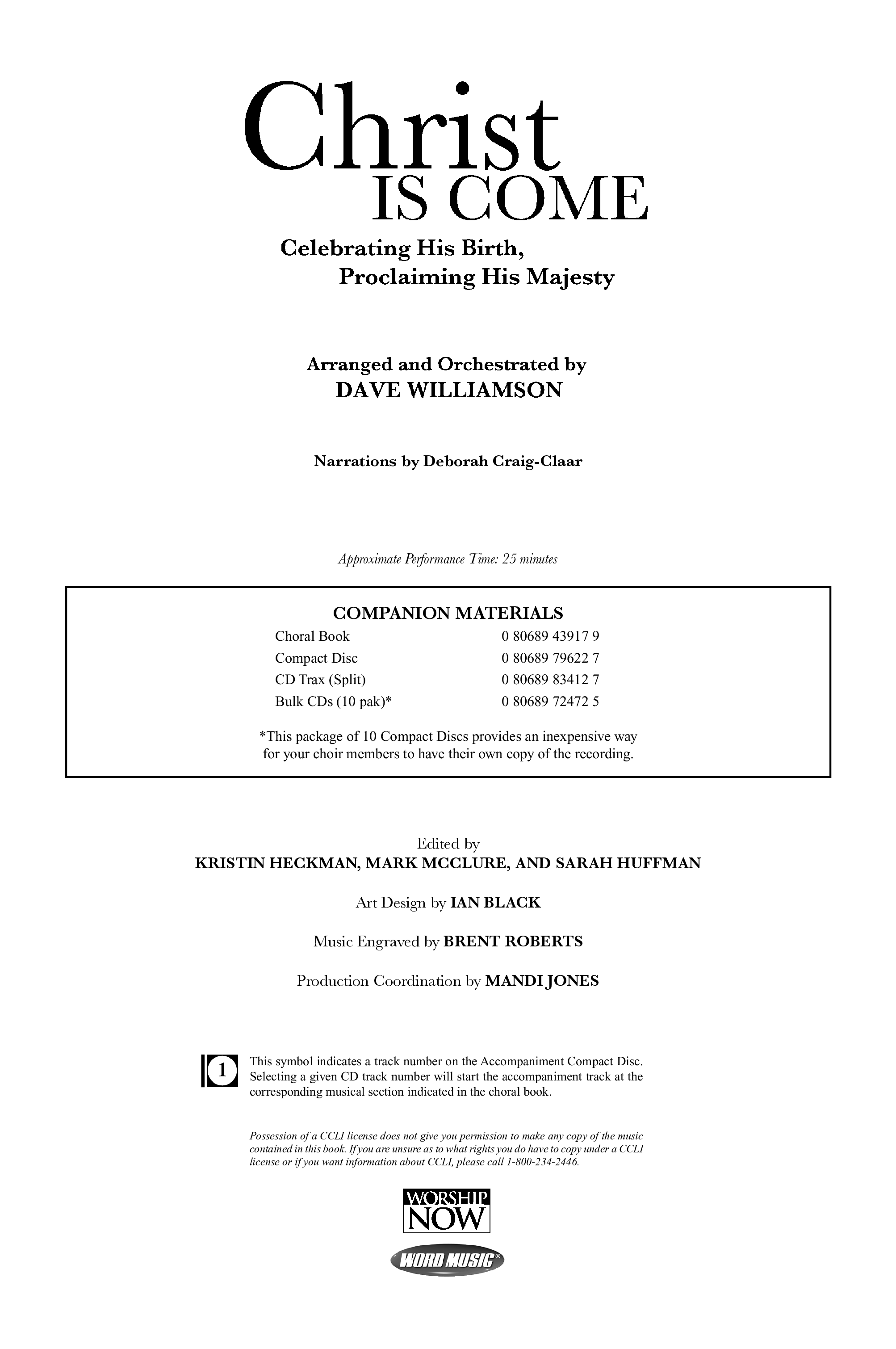 Christ Is Come (5 Song Choral Collection) Choral Book (Word Music Choral / Arr. Dave Williamson)