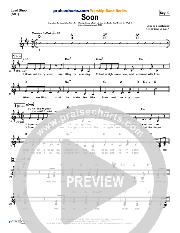 Soon Lead Sheet (Hillsong UNITED)