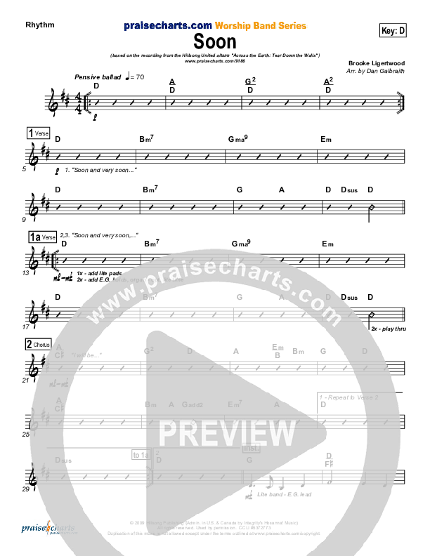 Soon Rhythm Chart (Hillsong UNITED)