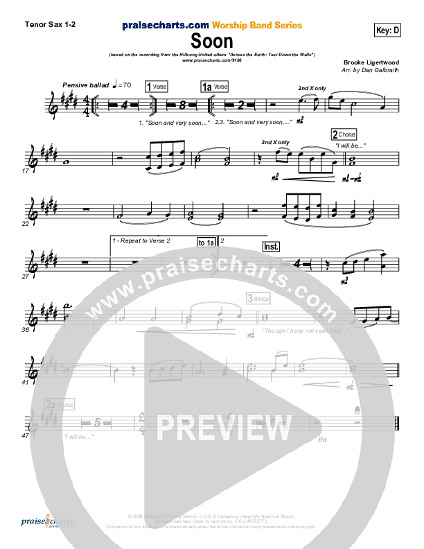 Soon Tenor Sax 1/2 (Hillsong UNITED)