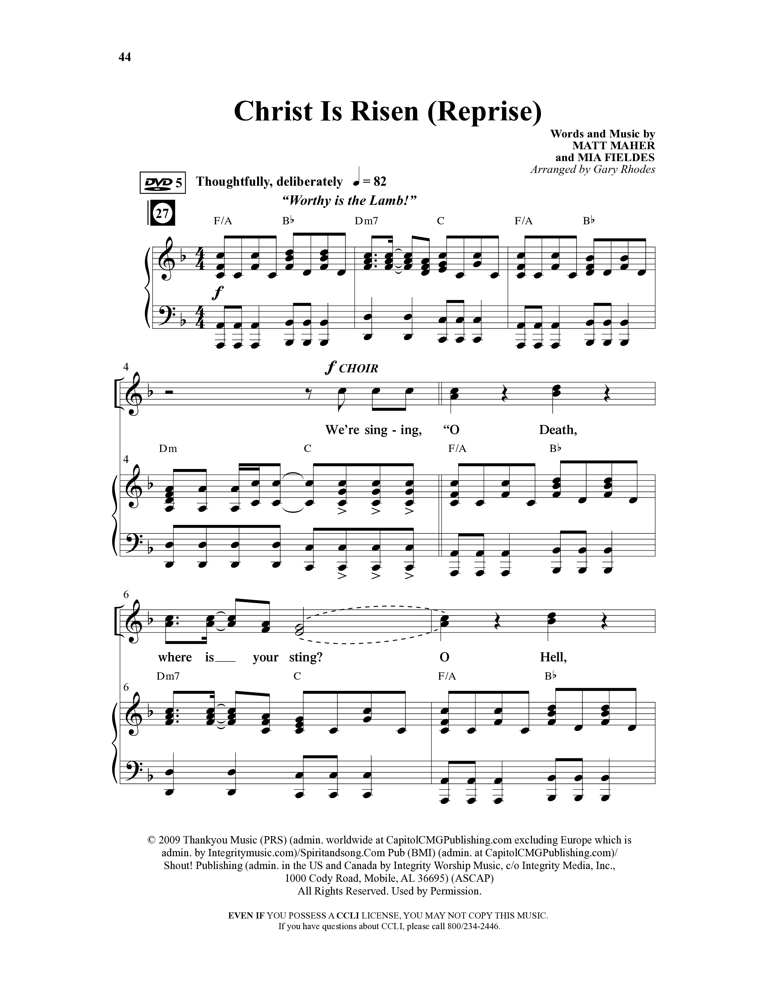 Christ Is Risen (5 Song Choral Collection) Song 5 (Piano SATB) (Word Music Choral)