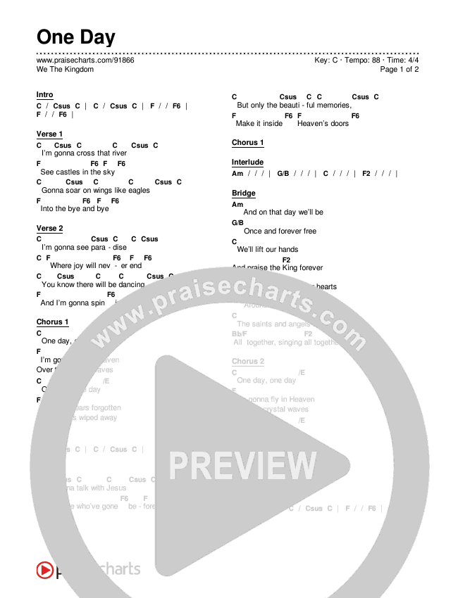 One Day Chords & Lyrics (We The Kingdom)