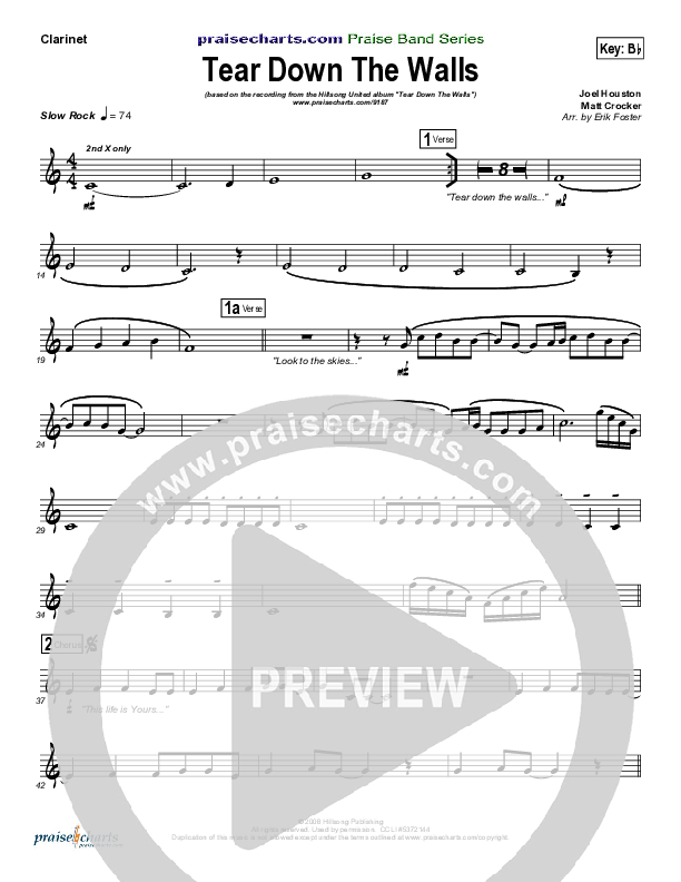 Tear Down The Walls Clarinet (Hillsong UNITED)
