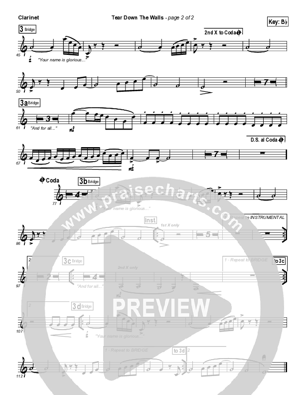 Tear Down The Walls Clarinet (Hillsong UNITED)