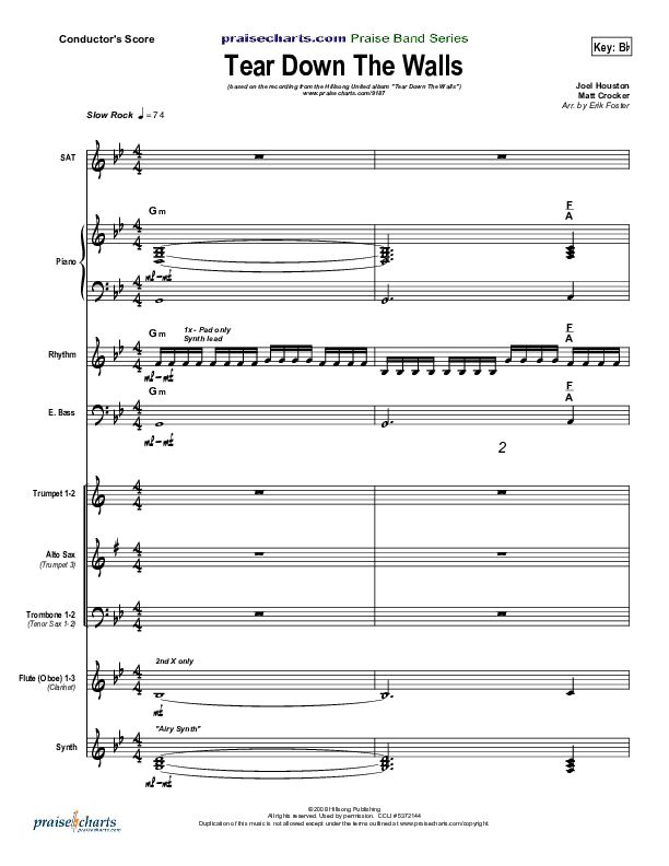 Tear Down The Walls Conductor's Score (Hillsong UNITED)