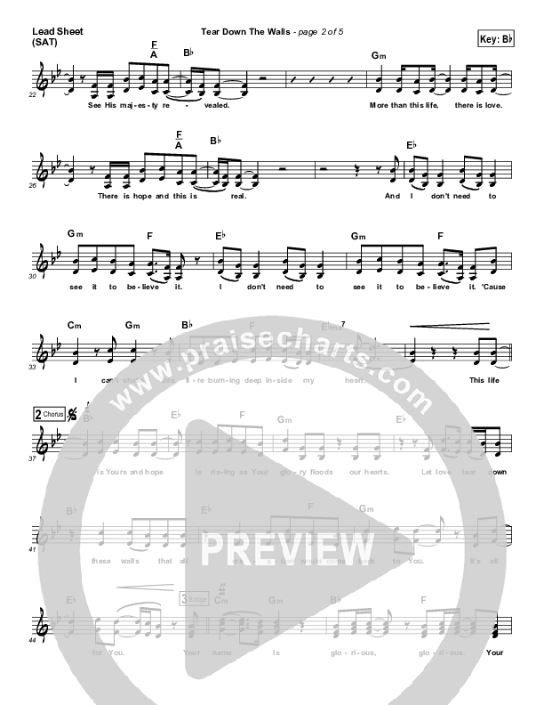 Tear Down The Walls Lead Sheet (SAT) (Hillsong UNITED)