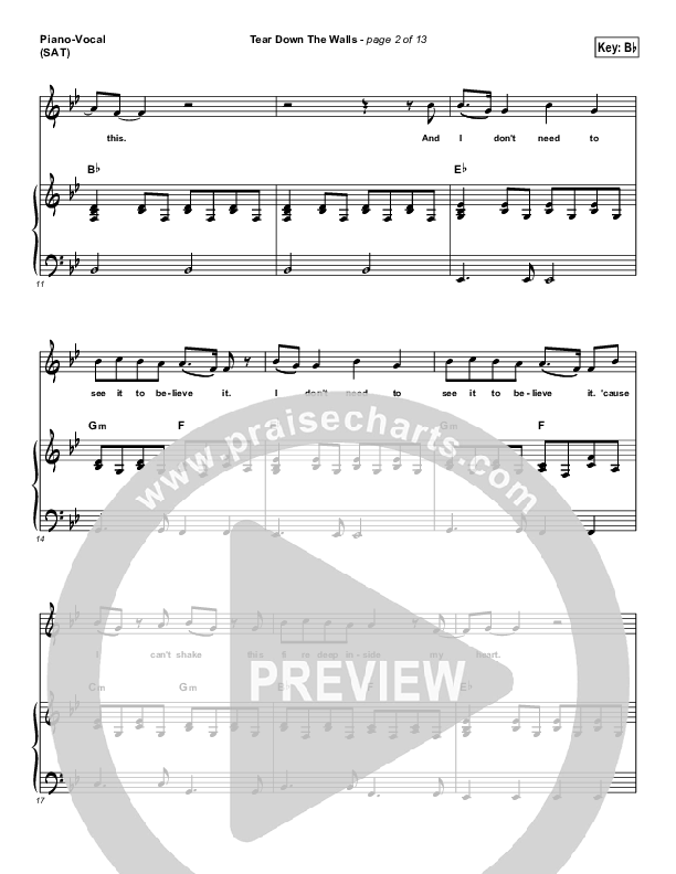 Tear Down The Walls Piano/Vocal (SAT) (Hillsong UNITED)