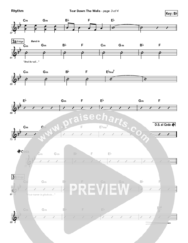 Tear Down The Walls Rhythm Chart (Hillsong UNITED)