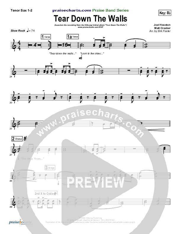 Tear Down The Walls Tenor Sax 1/2 (Hillsong UNITED)