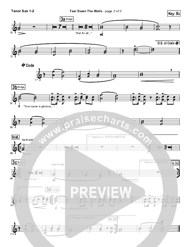 Tear Down The Walls Tenor Sax 1/2 (Hillsong UNITED)