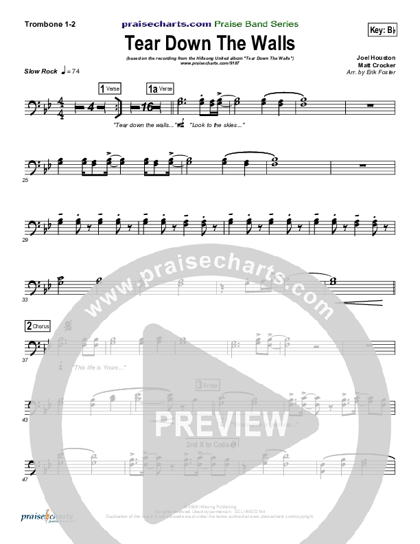 Tear Down The Walls Trombone 1/2 (Hillsong UNITED)