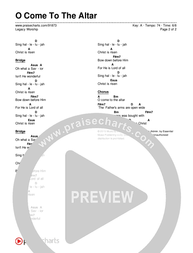 O Come To The Altar Chord Chart (Legacy Worship)