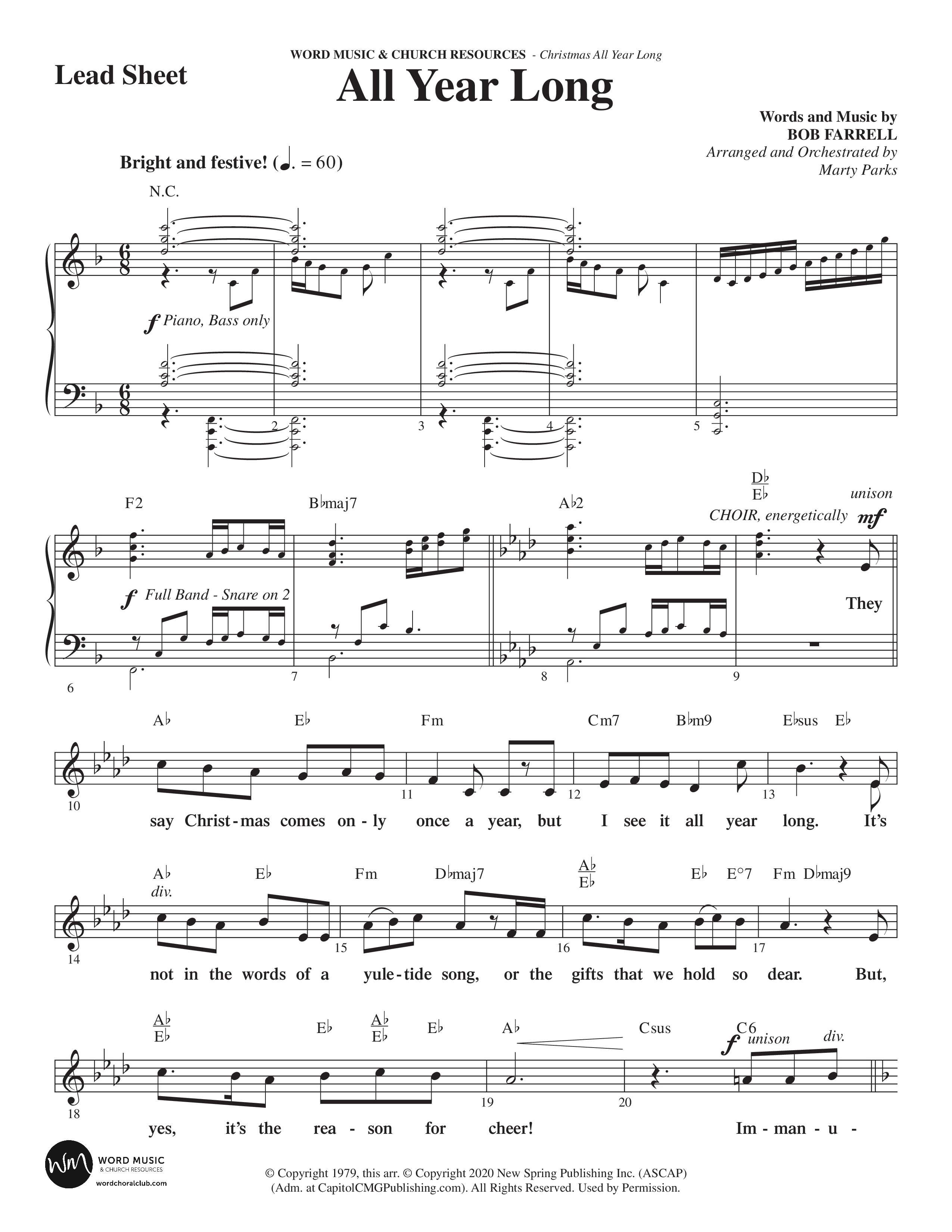 Christmas All Year Long (10 Song Choral Collection) Lead & Chords Collection (Word Music Choral / Arr. Marty Parks)