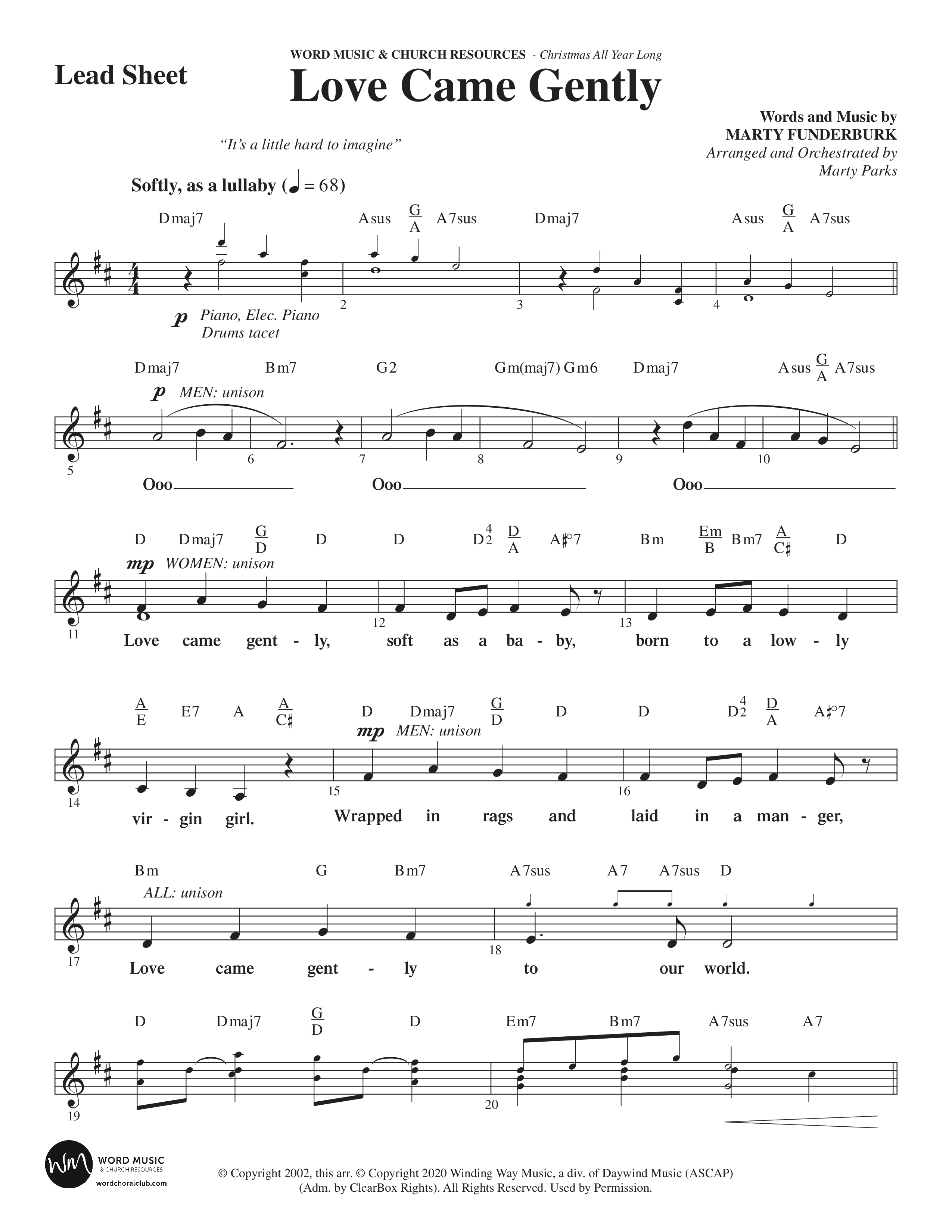 Christmas All Year Long (10 Song Choral Collection) Song 5 (Lead & Chords) (Word Music Choral / Arr. Marty Parks)