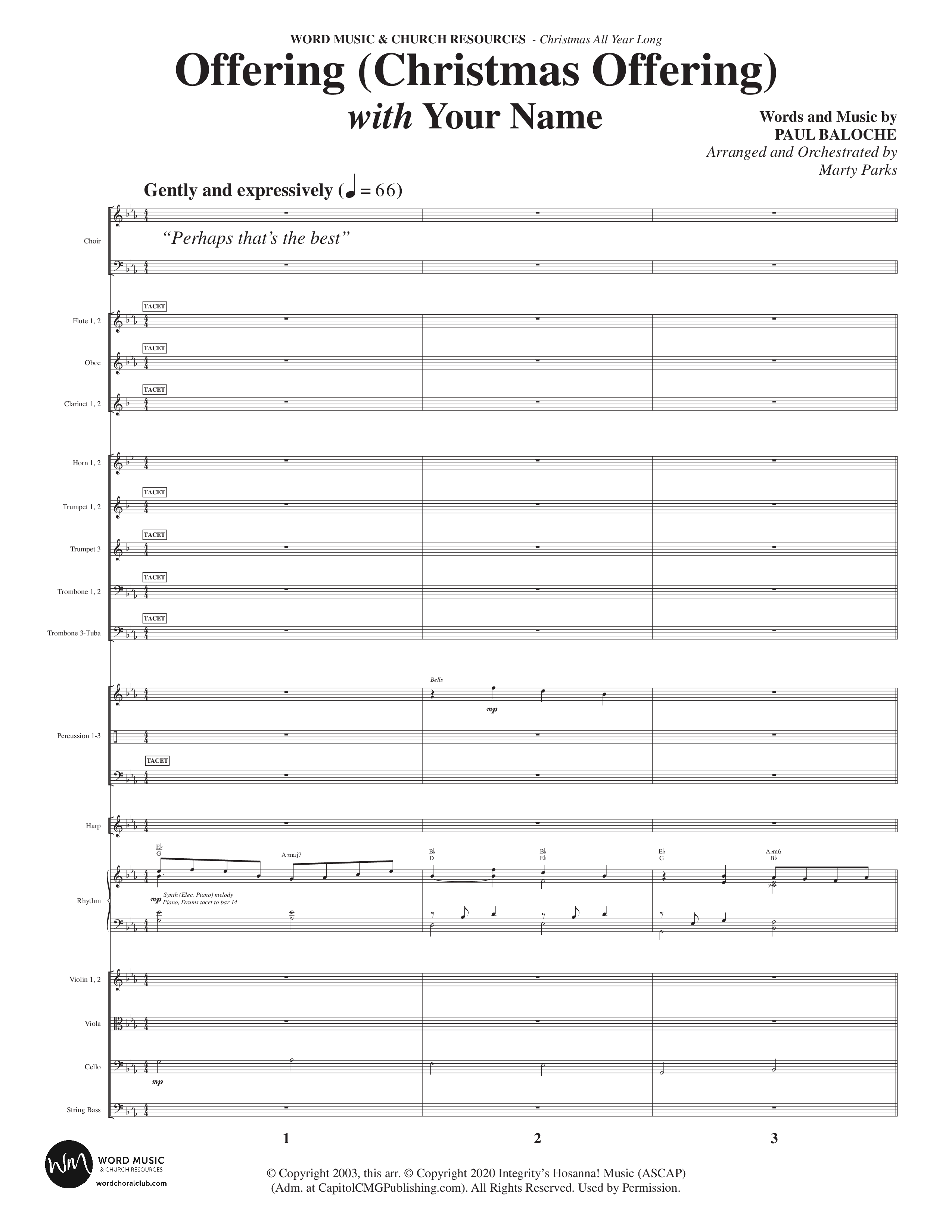Christmas All Year Long (10 Song Choral Collection) Song 6 (Orchestration) (Word Music Choral / Arr. Marty Parks)