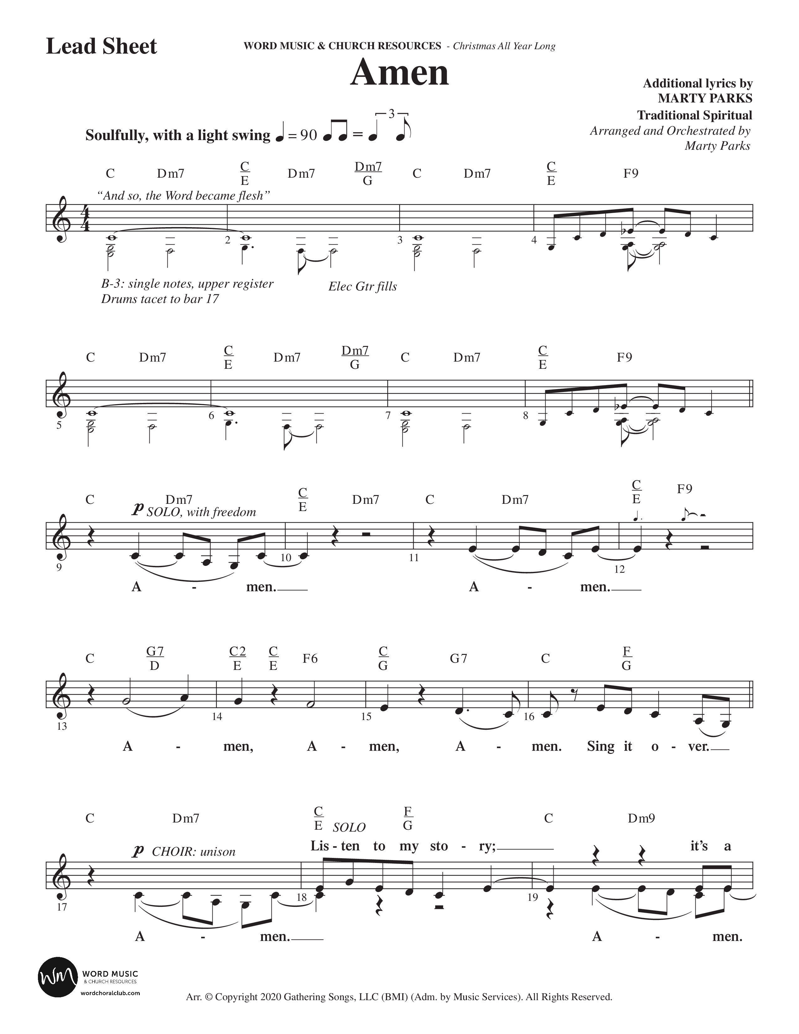 Christmas All Year Long (10 Song Choral Collection) Song 7 (Lead & Chords) (Word Music Choral / Arr. Marty Parks)
