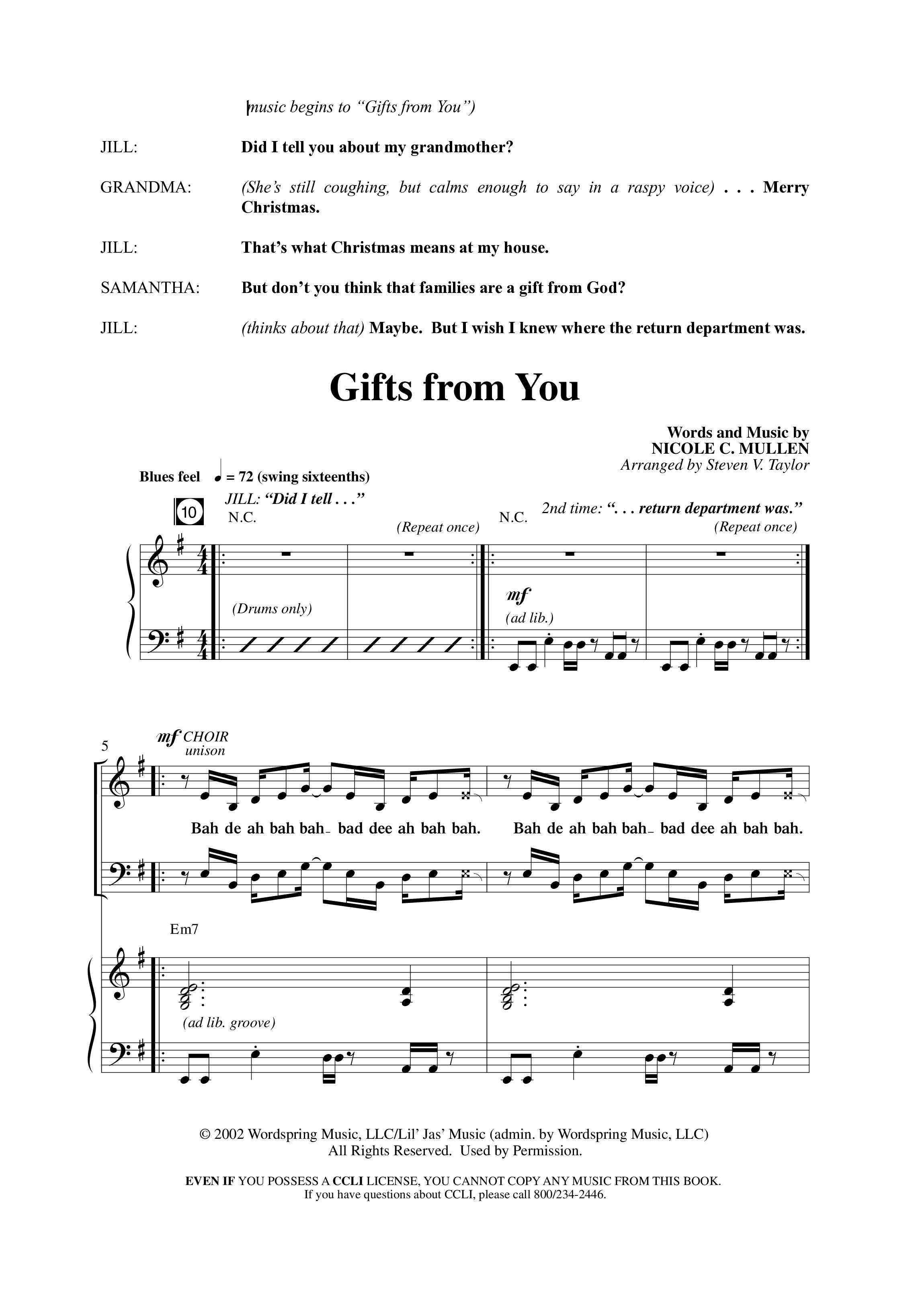 Christmas Conversation ( 11 Song Choral Collection) Song 2 (Piano SATB) (Word Music Choral / Arr. Steven Taylor)