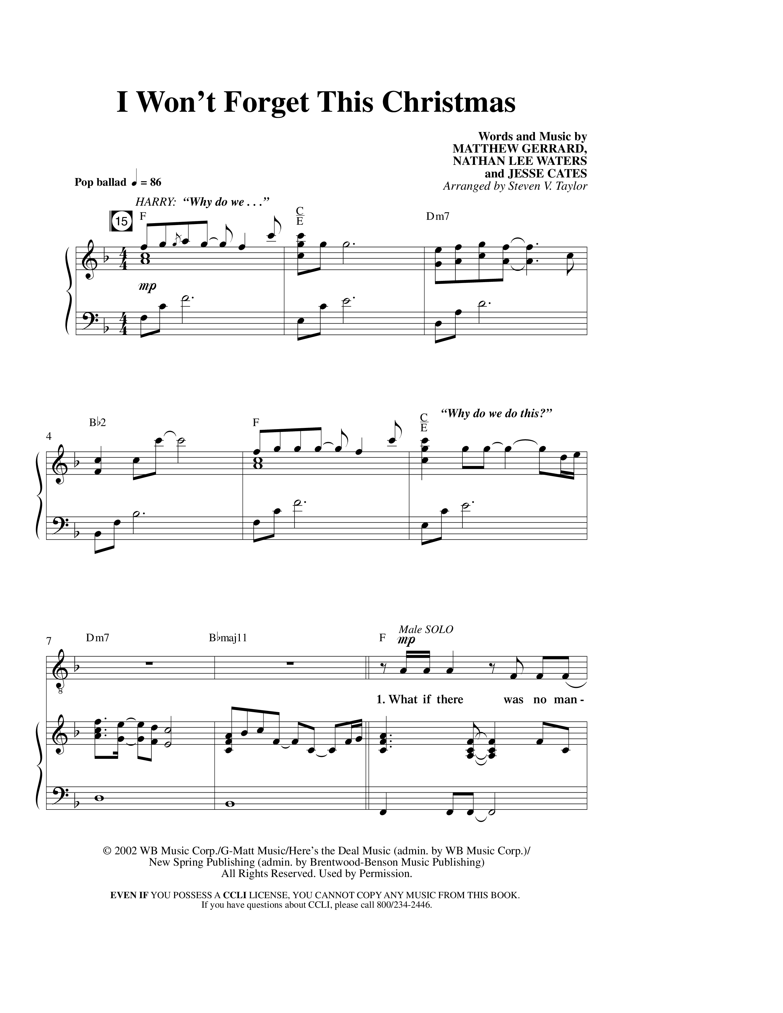 Christmas Conversation ( 11 Song Choral Collection) Song 3 (Piano SATB) (Word Music Choral / Arr. Steven Taylor)