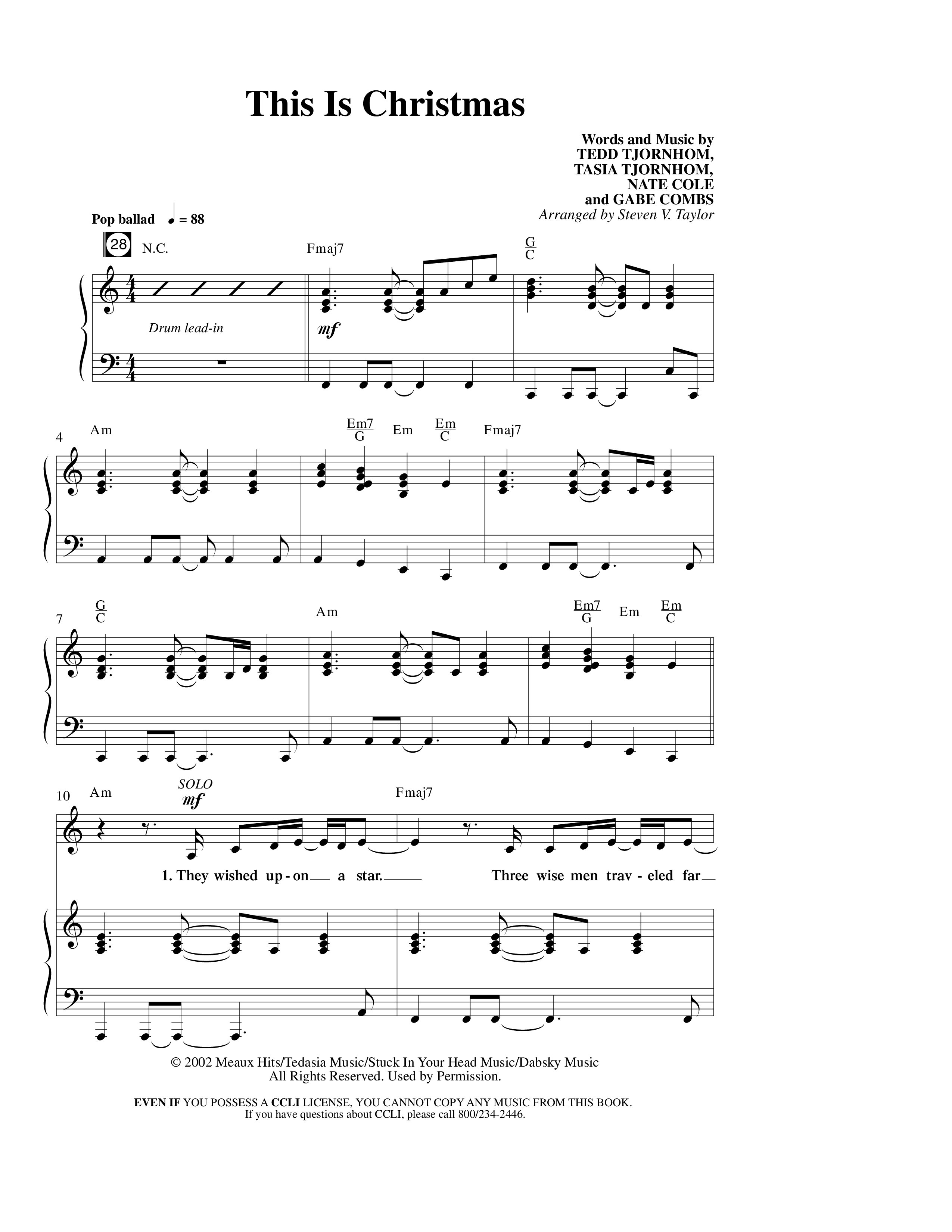 Christmas Conversation ( 11 Song Choral Collection) Song 5 (Piano SATB) (Word Music Choral / Arr. Steven Taylor)