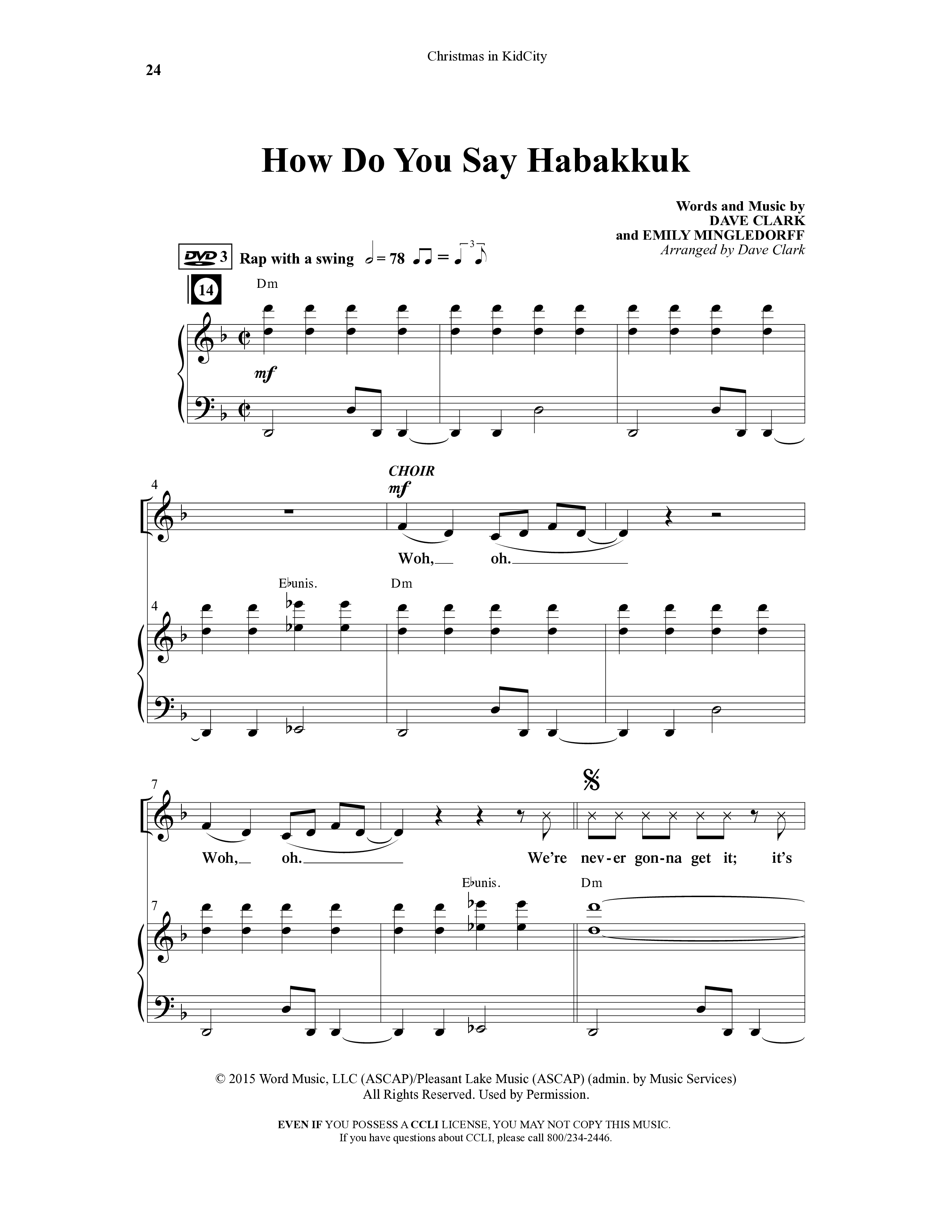 Christmas In KidCity (6 Song Choral Collection) Song 3 (Piano SATB) (WordKidz / Arr. Dave Clark)