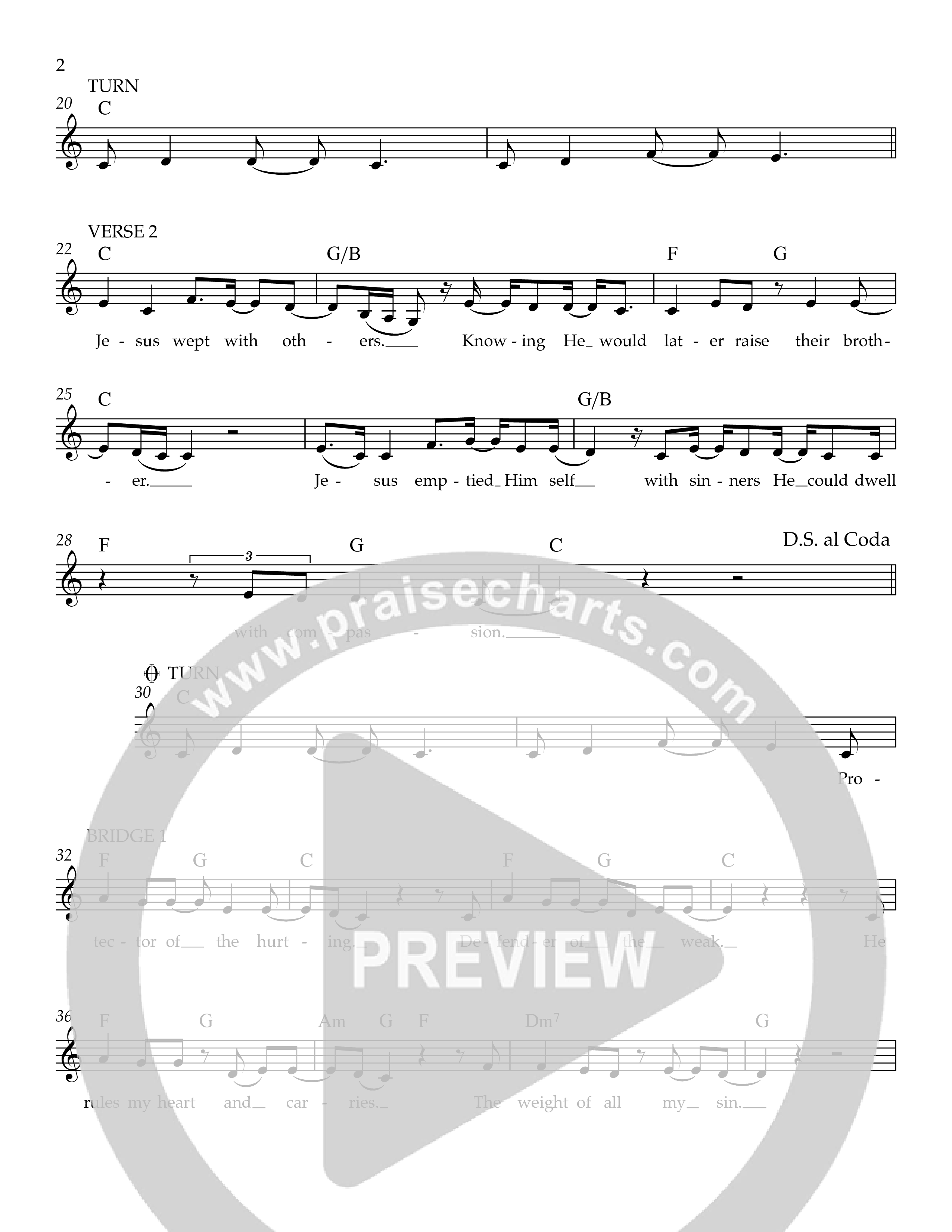 Jesus The Servant King Lead Sheet Melody (Ezra Worship Initiative)