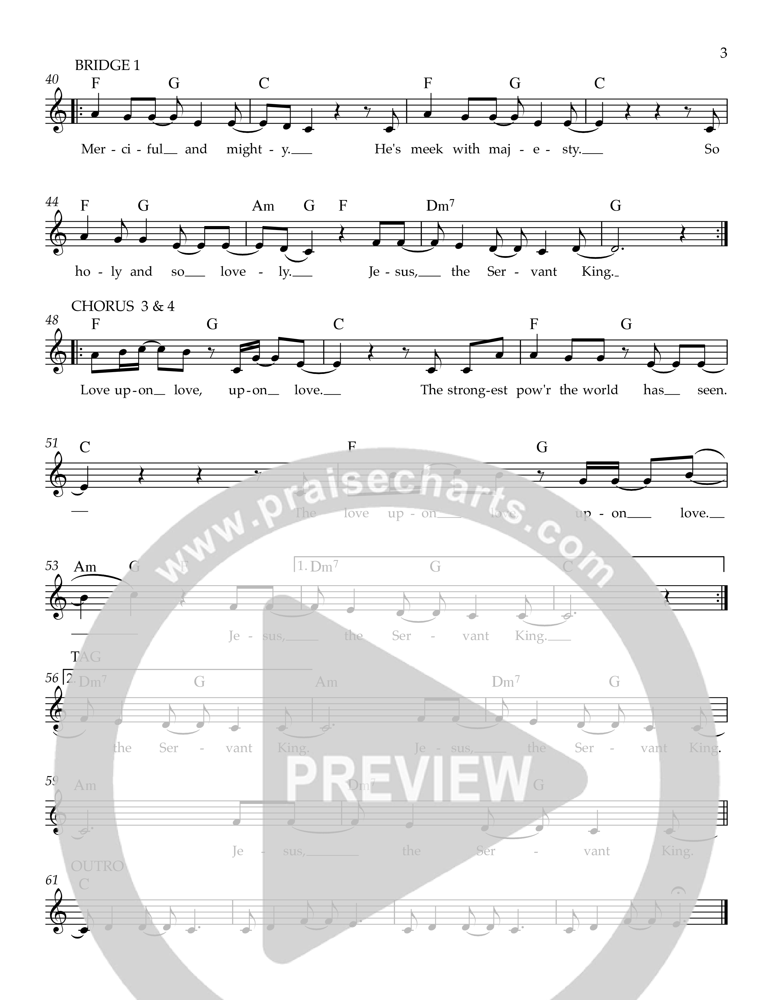 Jesus The Servant King Lead Sheet Melody (Ezra Worship Initiative)