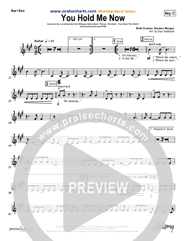 You Hold Me Now Bari Sax (Hillsong UNITED)